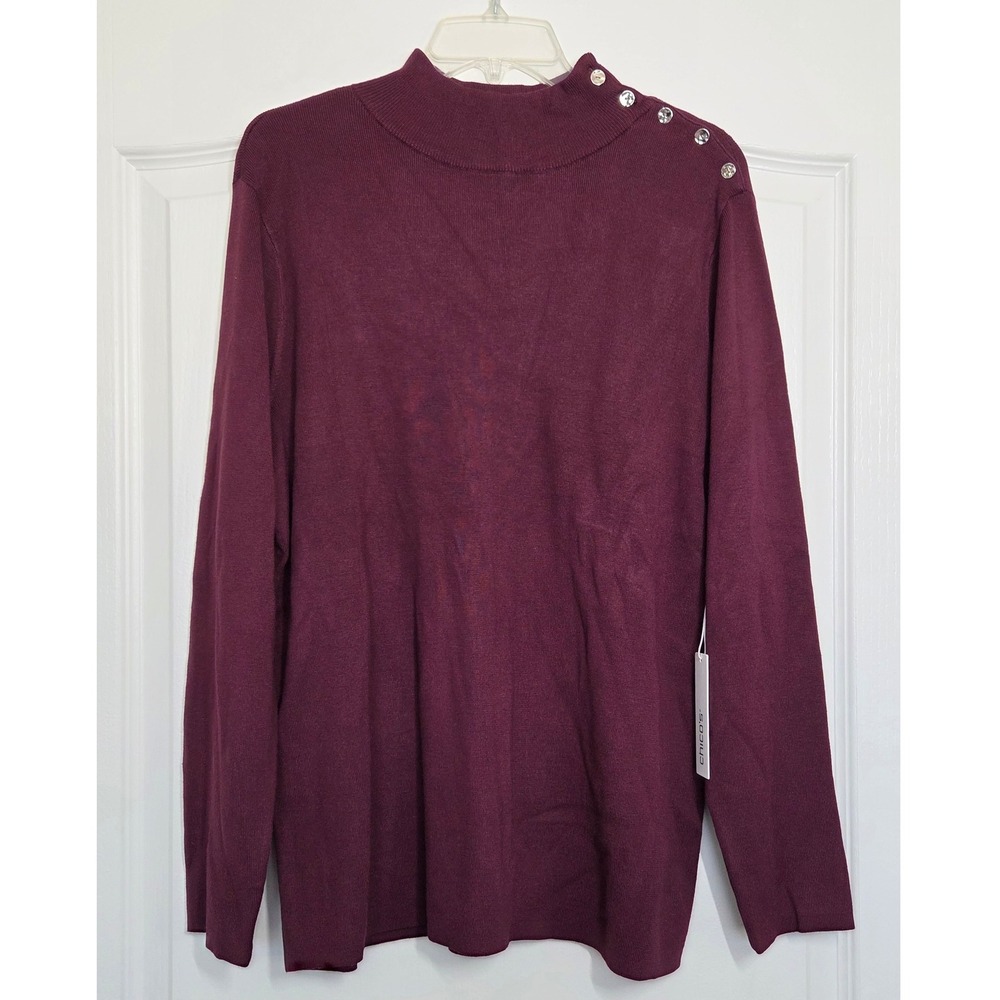 Chico's Mock Neck‎ Sweater Shoulder Button Long Sleeve Sweater Plus Size 4/XXL